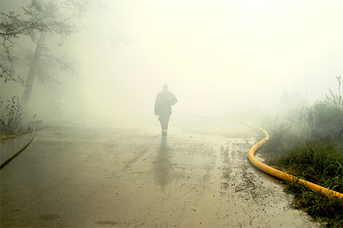 Fireman in smoke